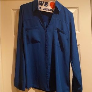 Express portofino relaxed fit button up blouse-med